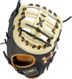 13 Inch Under Armour Genuine Pro 2.0 Cream/Black/Caramel Adult Firstbase Baseball Mitt UAFGGP2-FB